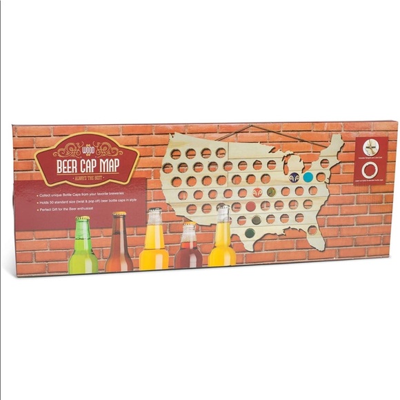 USA Large Wooden Beer Cap Map - Picture 1 of 4